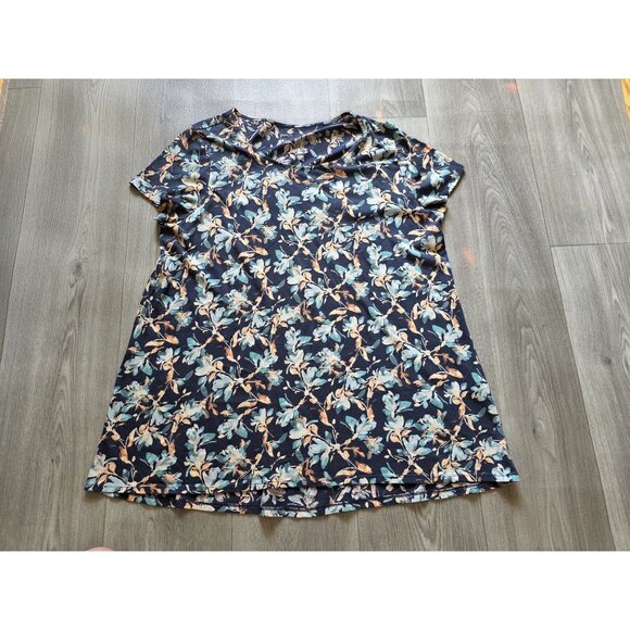 Pure Jill Blue Floral Scoop Neck Tunic Top Pure Pima - Picture 4 of 7